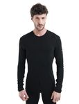 Icebreaker Men's Everyday Long Sleeve Crewe Top - Long Sleeve T-Shirt - 100% Merino Wool Base Layer - Black/Enamel, S