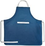 Caraway Apron - 100% Organic Cotton Apron - Features 2 Pockets & Adjustable Neck Strap - Absorbs Liquids & Dissipates Heat With Ease - Machine Washable - One Size - Navy