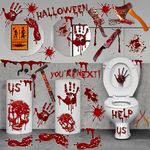 Scary Halloween Decorations, Halloween Window Clings, Bloody Handprints Footprints Skull for Halloween Party Decor, Horror Bathroom Restroom Decor