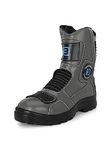 Eego Italy Patrol, Water Resistant Biker boot/Motorcycle riding boot, real leather upper & anti slip sole with steel toe protection, padded in socks, 3M Reflectors,lace free, with rubber gear protector and walkable with shin and ankle protection_PATROL-GREY-14