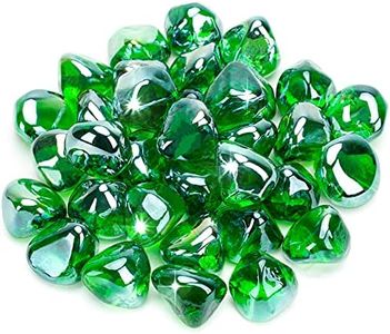 Stanbroil 10-Pound 1/2 Inch Fire Glass Diamonds for Fireplace Fire Pit, Emerald Green Luster