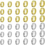 36Pcs 8mm Wide Stainless Steel Ring Blank Core Ring,7/8/9/10/11/12 Rings Grooved Core Inlay Ring for Resin Grooved Finger Ring Round Empty Ring Blanks for Jewelry Making(Gold,Silver)