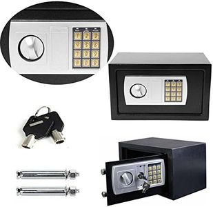 Safes for Home Fireproof Waterproof with 2 Manual Override Keys, 8.5L Security Safe Cash Box with Double Digital Keypad and Safety Key Lock Cabinet Safes, Black