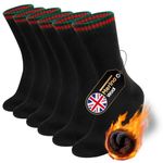 kaciixaa Thermal Socks Merino Wool Socks for Men and Women, Winter Warm Thick Socks Crew Sock for Work Walking Hiking Running Skiing and Outdoor Sports 3 Pairs(Black&Red&Green,6-8)