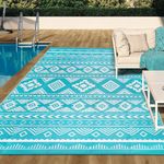 Famibay Outdoor Rugs Waterproof Large Outdoor Patio Garden Rug Reversible Mat Portable Camping Rug Outdoor Carpet for Balcony Deck Backyard Porch Beach BBQ