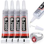 B-7000 Glue, Multipurpose Craft Glue Industrial Strength Adhesive Clear Semi Fluid for Bonding Phone Screen Tablet Jewelry Rhinestones DIY Electronic Components Repair Glass Metal (4x15 ml/0.5 oz)