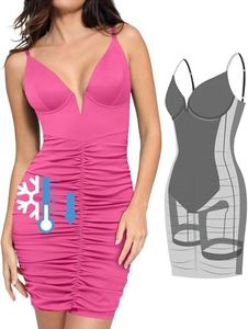 Popilush Ruched Shapewear Dress with Built in Shapewear Pink Summer Dress Cooling Dress Date Night BlueTag Collection XL