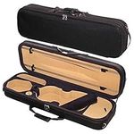 MI&VI Super Lightweight 3.0lb Sturdy Violin Travel Case 1/2 With Reflective Safety Strips | Hygrometer | Adjustable Shoulder Straps | Hard-Shell | High-Density Foam | 1/2 Violin Case - By MIVI Music