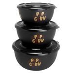 Zaib Microwave Safe Stainless Steel Bowl Set of 3 Food Storage Container for Kitchen Capacity - 500ML, 800 ML, 1250 ML (Classic Popcorn 3)