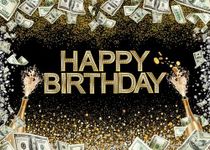 Dollar Bill Black Gold Happy Birthd