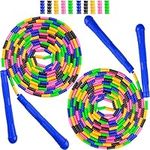 Newbyst Long Jump Rope,Double Dutch Jump Rope 16 Ft 2 Pack,Plastic Segmented Beaded Skipping Ropes for Kids Adults,Skipping Rope Multiplayer Group