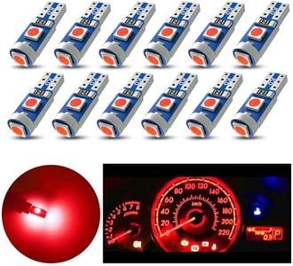 Nanpoku T5 LED Bulbs 74 73 37 2721 LED Bulb for Auto Car Dashboard Dash Instrument Panel Gauge Cluster Indicator Lights Lamp (Red)