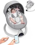 Electric Baby Swing for Infants to Toddler Portable Babies Swing Timing Function 5 Swing Speeds Bluetooth Touch Screen Music Speaker with 10 Preset Lullabies 5-Point Carabiner Gray