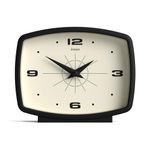 JONES CLOCKS® 'Film' desk clock - retro rectangular design in black, cool look for shelf, table, mantel, or bedside