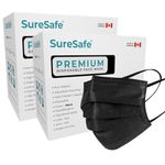 SURESAFE Premium Black Mask - Disposable Face Mask Pack 200 pcs, 3 Ply face mask with ear loop, Women and Men Face Mask, High Filtration