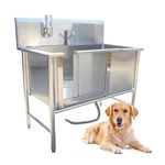 Dog Washing Station 40/47'' Stainless Steel Pet Grooming Tub for Large Dogs,Dog Washing Station for Home,Dog Bathtub for Large,Medium,Small Pets, Washing Sink for Home(100cm/39.4in)