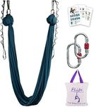 F.Life Aerial Yoga Hammock kit Include Daisy Chain,Carabiner and Pose Guide (Blackish Green)