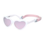 COCOSAND Baby Sunglasses with Strap Heart Shape Frame UV400 Protection for Infant Baby Toddler Girl Age 0-24months, White