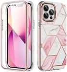 Asuwish Phone Case for iPhone 13 Pro 6.1 inch with Screen Protector Cover Hybrid Luxury Cute Marble Shockproof Full Body Hard Heavy Duty Slim Cell iPhone13Pro 5G i i-Phone i13 iPhone13 13Pro Pink