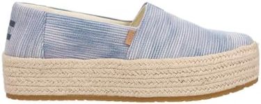 TOMS Women's Valencia Loafer Flat, Pastel Blue Novelty Denim, 8.5 US