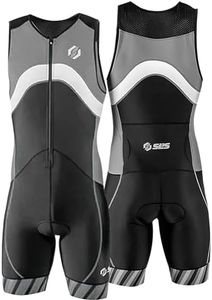 SLS3 Triathlon Suits Mens - Premium Trisuit Triathlon Men - Sleeveless, Quick Drying Tri Kit with Large Back Pocket (Grey Wave, Medium)