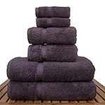 Luxury Hotel & Spa Quality Highly Absorbent 100% Cotton Bathroom Towels (Set of 6, Plum)