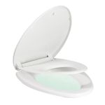 Toilet Seat with Built-in Potty Training Seat, Elongated Soft Close Lid, Non-Slip Bumpers, Fits Adult and Child (18.5" Potty Training Toilet seat)