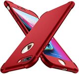 ORETECH Compatible with iPhone 7 Plus Case, iPhone 8 Plus Case with [2 x Tempered Glass Screen Protector] 360 Shockproof Ultra Thin Hard PC Silicone TPU Bumper Case Cover for iPhone 7 Plus 8 Plus-Red