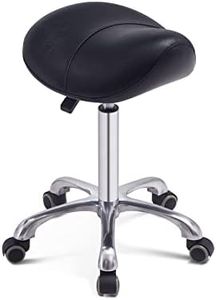 (Without Backrest, Black) - Grace & Grace Professional Saddle Stool Series Hydraulic Swivel Comfortable Ergonomic with Heavy Duty Metal Base for Clinic Dentist Spa Massage Salons Studio (Black)