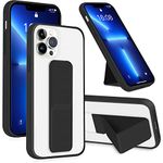 INFOSUN iPhone 13 Pro Case Cover, Matte Stand Foldable Kickstand Hand Grip Frosted Holder Phone Cover for 13 Pro 6.1 inch(Black)