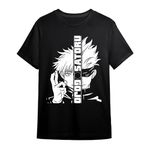 LITWAY Anime Graphic Printed Half Sleeves T Shirt, Graphic Printed Black T-Shirt, Cotton Blend Round Neck T Shirt for Kids, Boys, Kids Dress