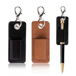 AYNKH 2 PCS Portable Leather Pen Holder, Lanyard Anti-lost Glasses Holder Pocket Protector as Keychain or neck