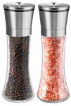 Salt and Pepper Grinder Set, Trofoty Elegant Salt and Pepper Mill Set with Adjustable Ceramic Grinder, Stainless Steel and Glass, Salt and Pepper Shaker Set of 2