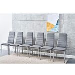 Panana Set of 6 Modern Dining Chairs Kitchen Chair Leather with Solid Metal Legs (6Chair, Grey)