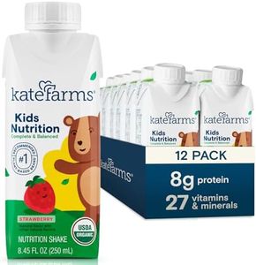 KATE FARMS Organic Kids Nutrition Strawberry Shake, 8g Protein, 27 Vitamins and Minerals, Meal Replacement, Gluten Free, Non-GMO, 8.45 oz (12 Pack)