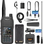 Talkpod A36SE GMRS Handheld Radio Long Range, Multi Band Walkie Talkie with 771 Aviation Antenna ＆ 805 Antenna, Type-C Rechargeable Battery, AM/FM Reception, NOAA, Two Way Radio with Earpiece (Black)