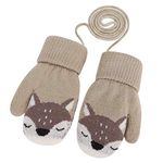 Toddler Kids Winter Warm Thick Full Finger Gloves Children Assorted Color Magic Ski Gloves Mittens, Fox Khaki, One Size