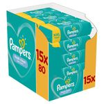 Pampers Fresh Clean Baby Wipes 15 Packs of 80 Baby Wipes = 1200 Wipes, Baby Scent, Also Great for Hands and Face