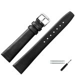 MARBURGER Watch Strap Bracelet 16 mm Black Leather – Tool Mounting Kit 7101610000120, Classic,Fixed