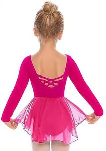 Arshiner Kids Girls Classic Long Sleeve Leotard Dance Ballet Dress Rose Red