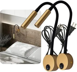 2 Pack Corded Wall Mount Lamp Reading Wall Light for Bed Easy Install 110V (Gold, 2pcs Warm White)