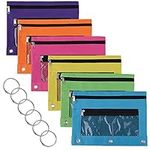 TOPTIE 6 Pack 3 Ring Binder Pouches, Zippered Binder Pencil Case with 6 Buckles for Stationery