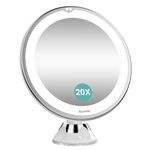 Auxmir Upgraded 20X Magnifying Lighted Makeup Mirror, Vanity Mirror with 2-Level Brightness, Power Suction Cup, 360° Swivel, Portable Bathroom Mirror for Home Travel