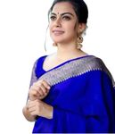 C J Enterprise Women's Pure Soft Kanjivaram Silk Saree for Wedding Kanchipuram Pattu Sarees Banarasi Cotton Latest Sari With Blouse Piece Design Wear ladies new sadi Party 2024 (Yatri Royal Blue)