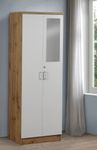 DeckUp Plank Cove 2-Door Engineered Wood Wardrobe with Mirror (Wotan Oak and White, Matte Finish)