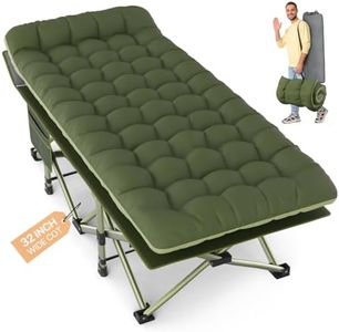 Slendor XXL Folding Camping Cot for Adults with Mattress Pillow Carry Bag, 32 inch Extra Wide Portable Sleeping Cot, 900LBS Support Outdoor Cot Bed for Office Nap Beach Travel RV