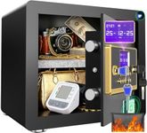 1.2 Cub Safe Box with Digital Keypad & Alarm System - Electronic Lock Box for Jewelry Cash with Adjustable Shelves - Includes LED Light & Fireproof and Waterproof Bag