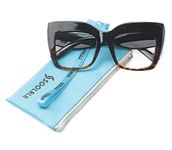 The Reading Glasses Company Ladies Wide Eyebrow Retro Frame Readers Eyeglasses, Leopard, +3.0