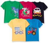 T2F Boy's Solid Regular Fit T-Shirt (Pack of 5) (10_Multicolour 2 3 Years)