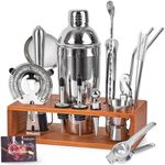 Vabaso 20-Piece Bartender Kit, Cocktail Shaker Set for Mixed Drink Home Bar, 25oz Professional Stainless Steel Bar Tool Set with Cocktail Recipes Booklet, Christmas White Elephant Gifts for Adults Men